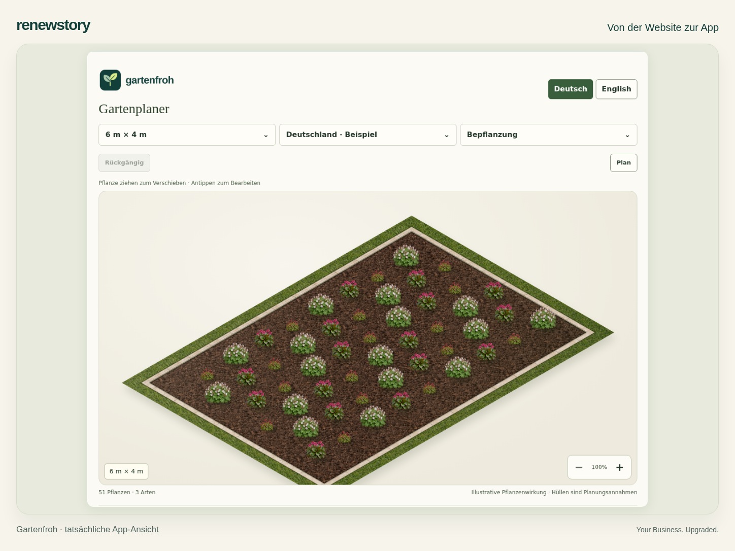 Gartenfroh · tatsächliche App-Ansicht