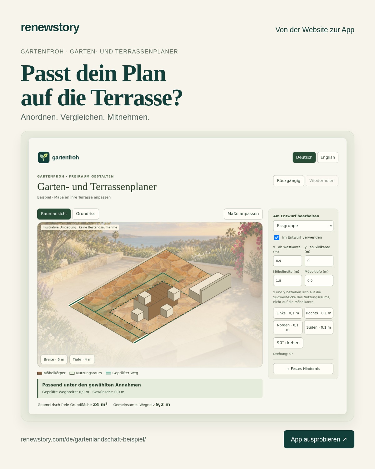 Deutsche Ansicht des Gartenfroh Garten- und Terrassenplaners