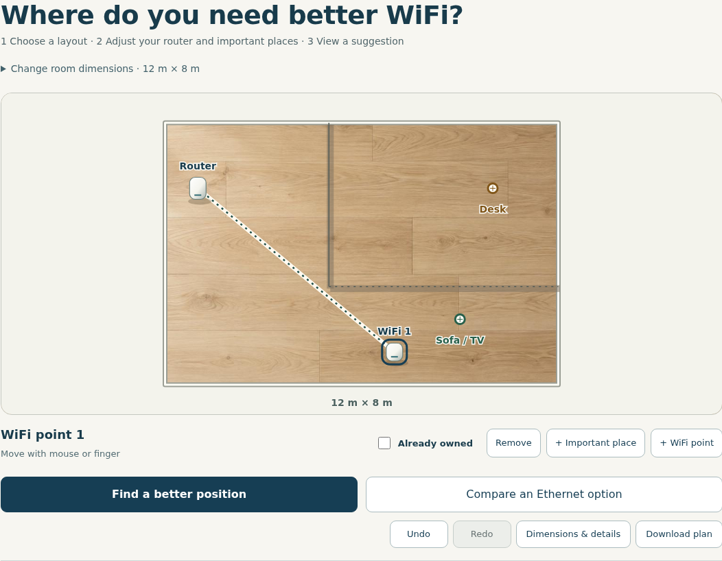Adjust positions, compare placement and download the result.