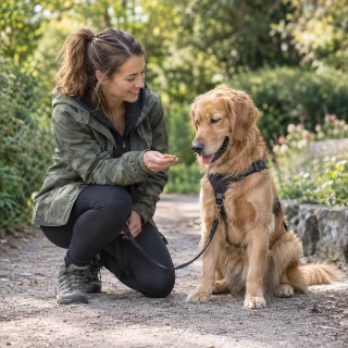 Illustrative photo of a dog trainer with a dog