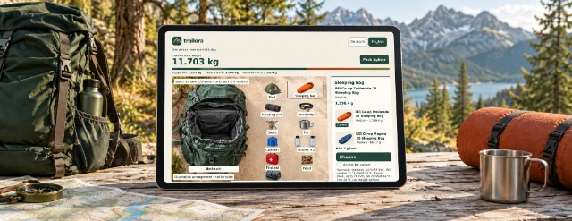 Trailora · Pack for a trekking trip